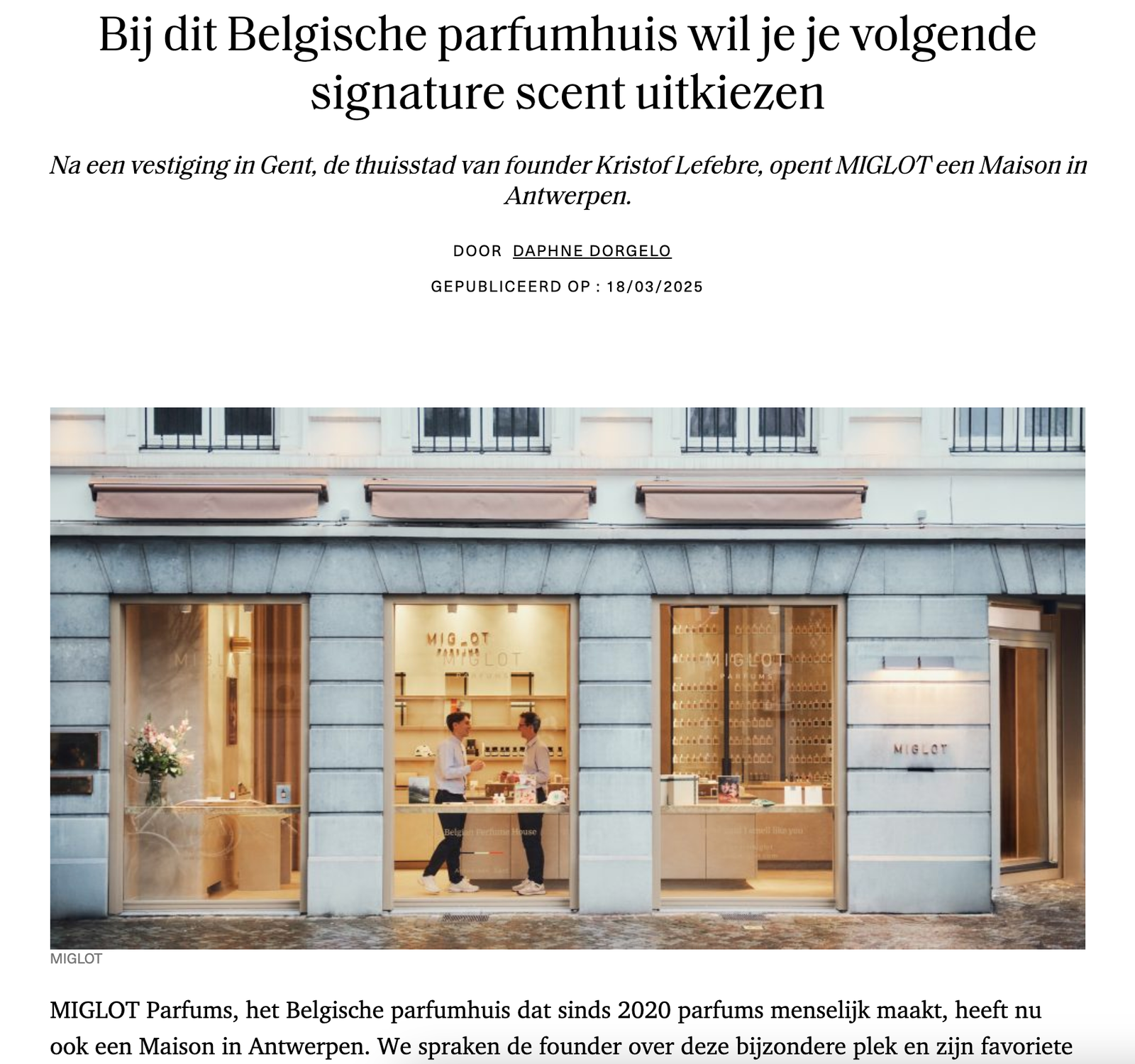 Belgische Parfumhuis - Elle Artikel